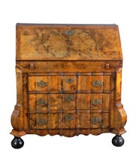 rare burr walnut secretairy with 'open knees'. 