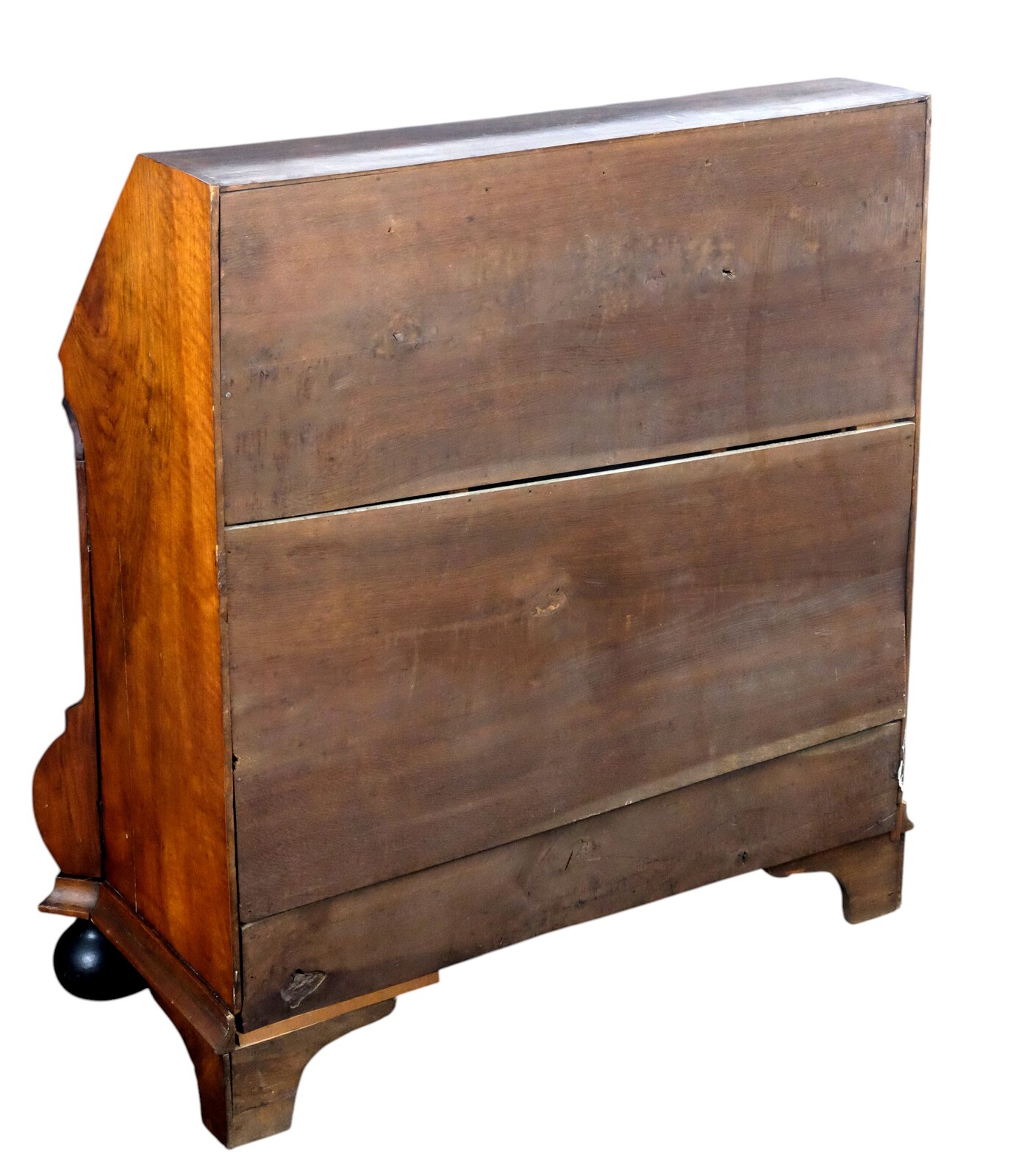rare burr walnut secretairy with 'open knees'. 