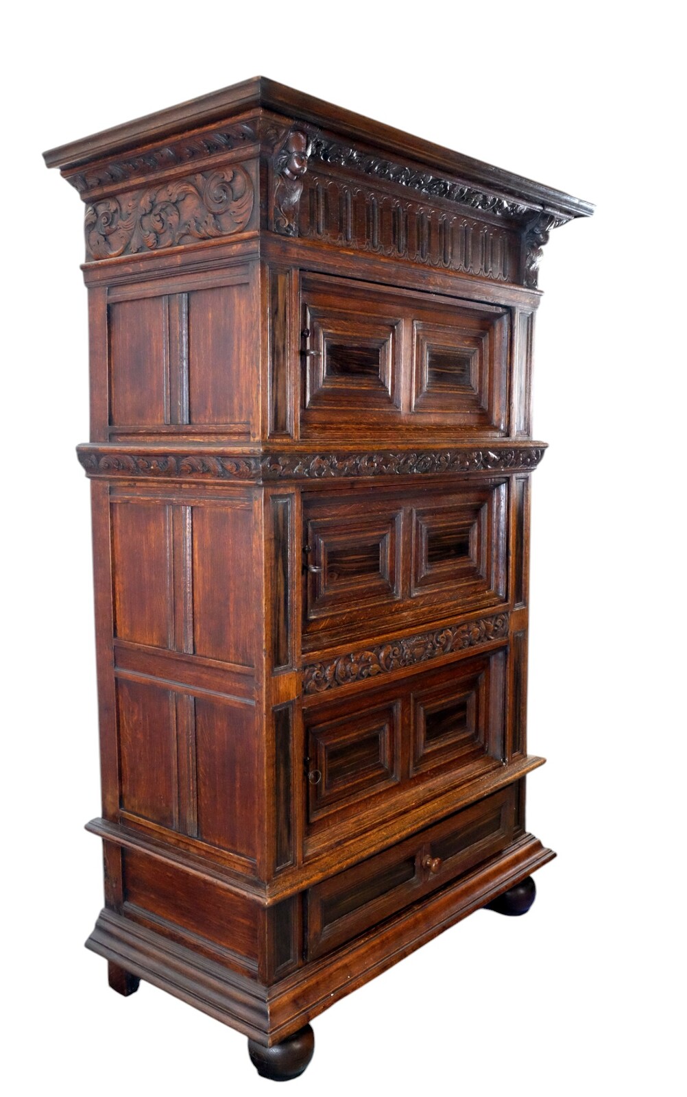rare Dutch 17th Century Three Doors Cabinet
