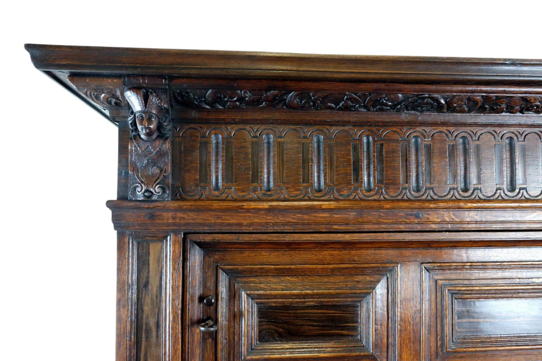 rare Dutch 17th Century Three Doors Cabinet