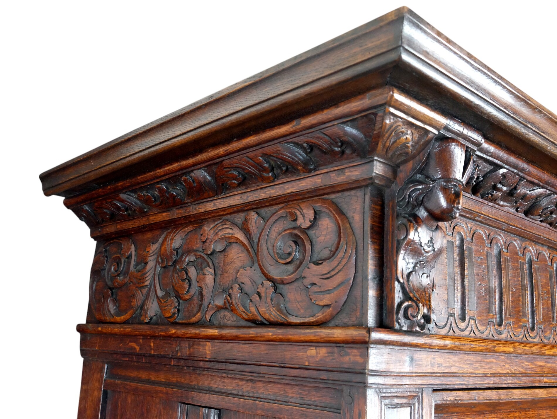 rare Dutch 17th Century Three Doors Cabinet