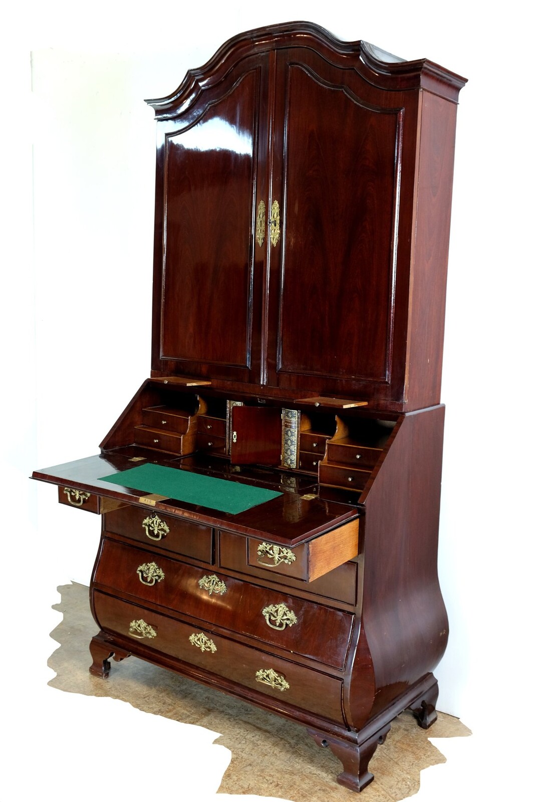 Secretary with writing flap in beautiful burr walnut.