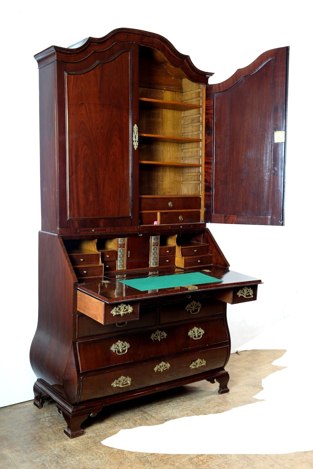 Secretary with writing flap in beautiful burr walnut.