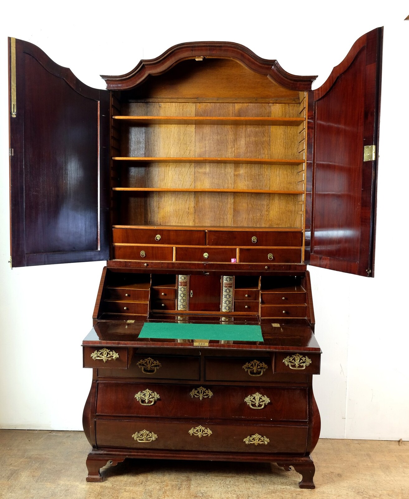 Secretary with writing flap in beautiful burr walnut.