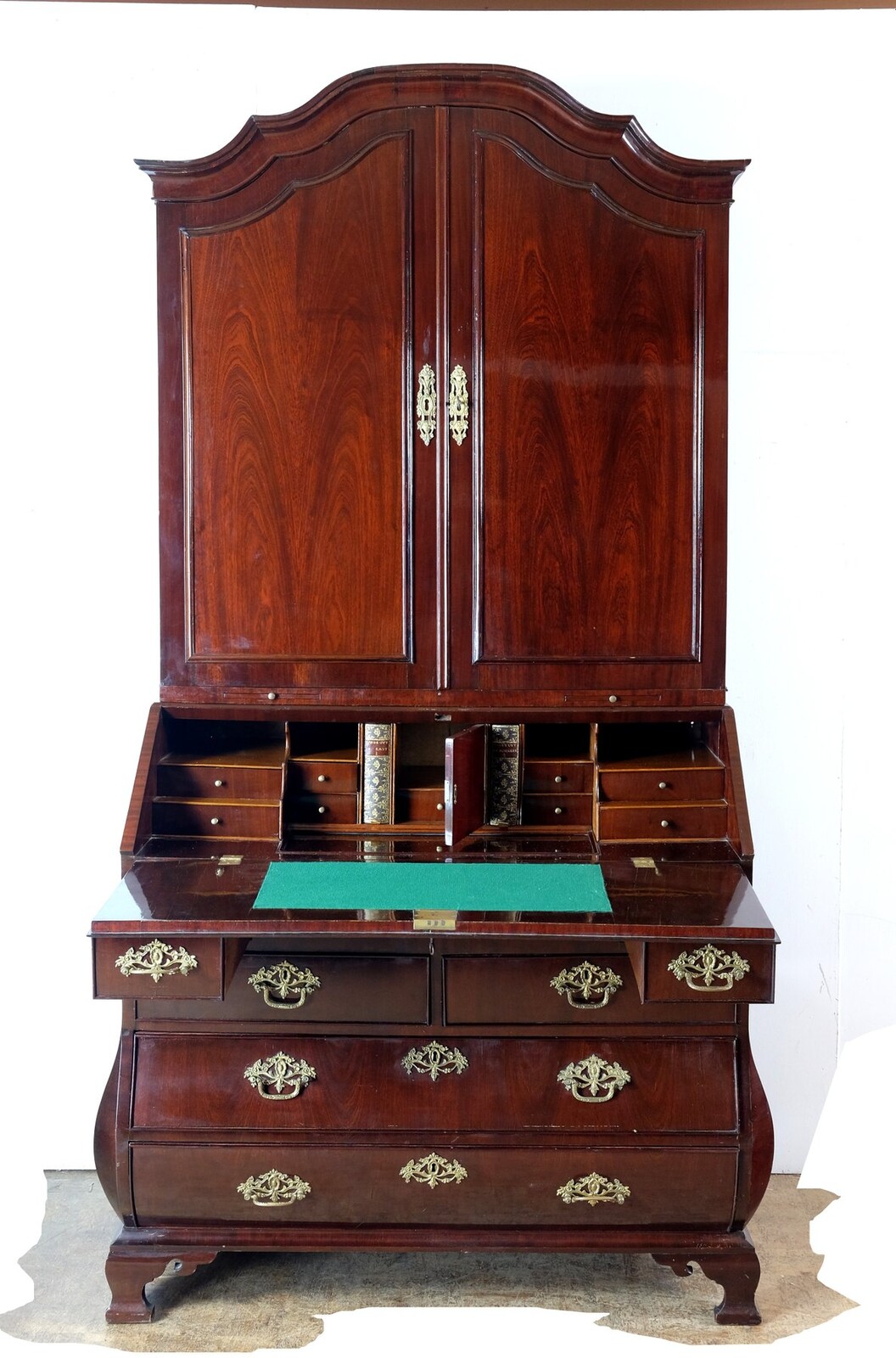 Secretary with writing flap in beautiful burr walnut.