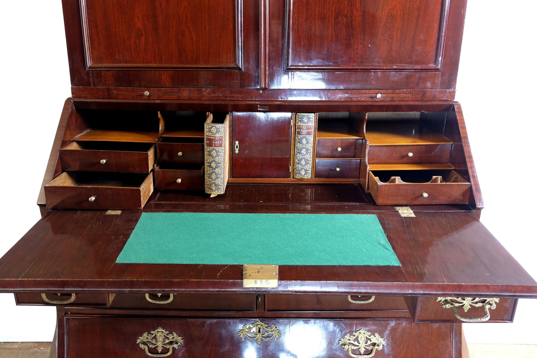 Secretary with writing flap in beautiful burr walnut.