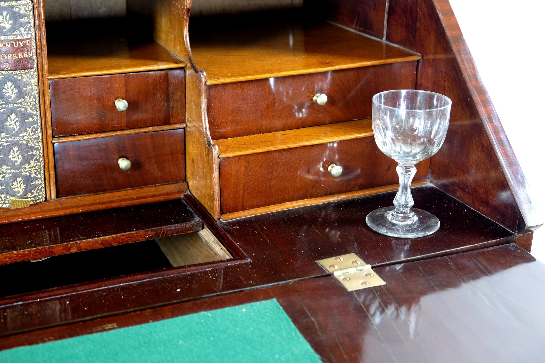 Secretary with writing flap in beautiful burr walnut.