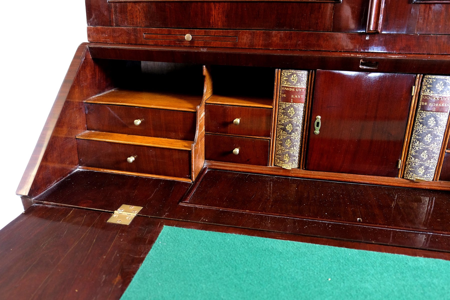 Secretary with writing flap in beautiful burr walnut.