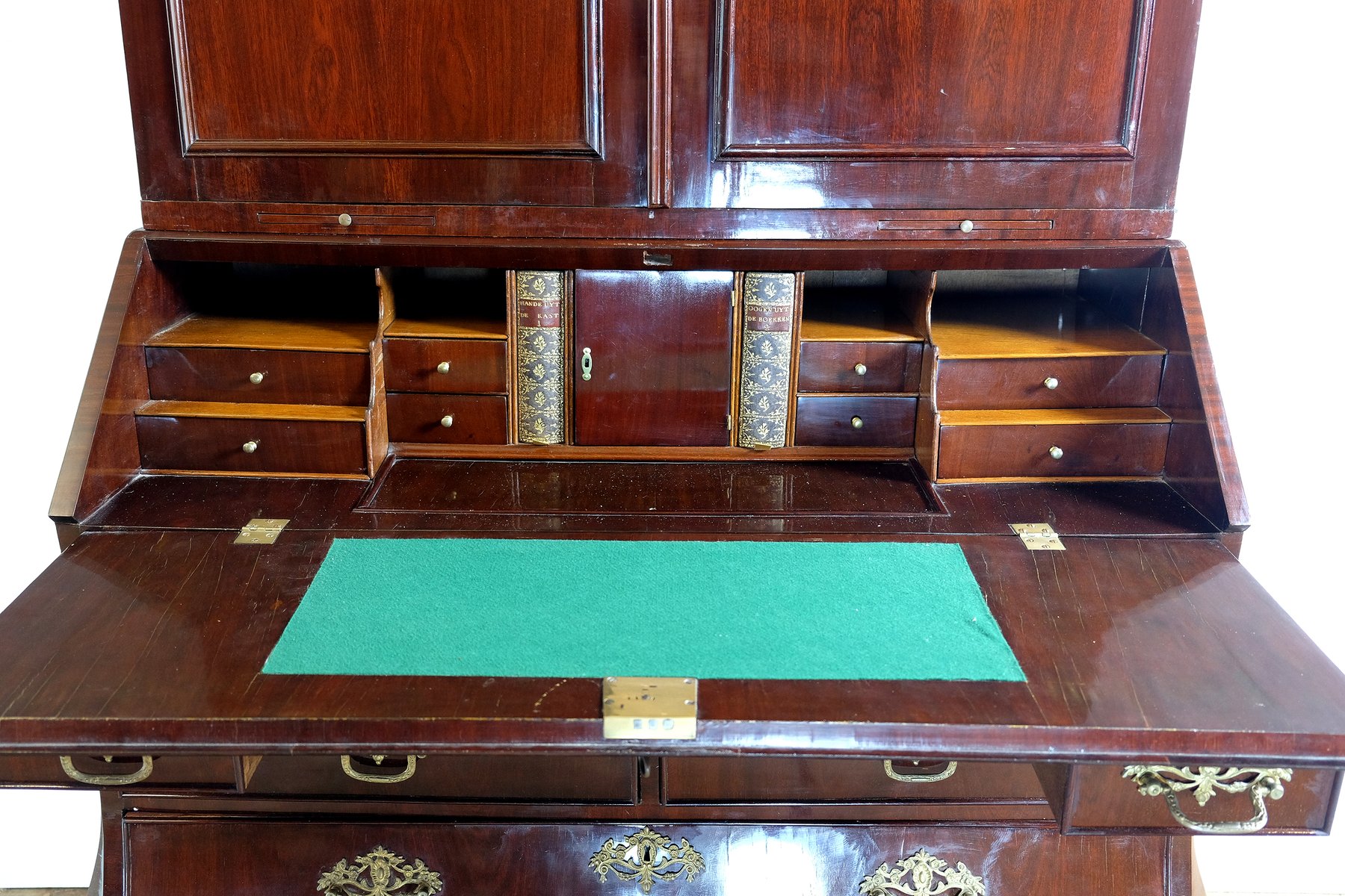 Secretary with writing flap in beautiful burr walnut.