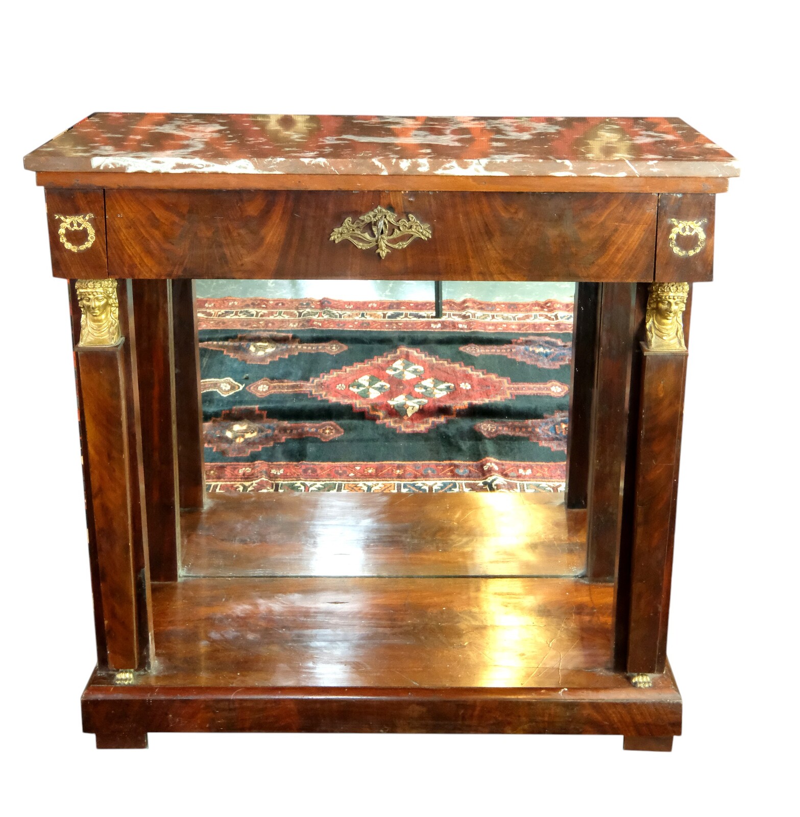 trumeau with red marble top. 