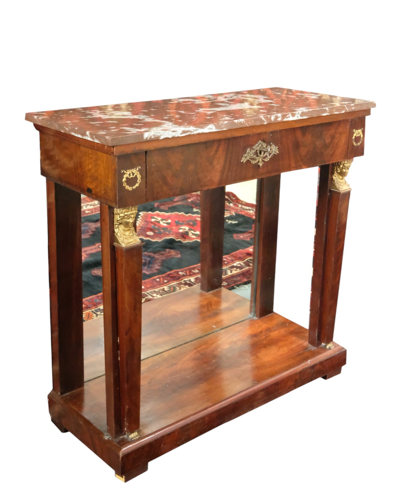 trumeau with red marble top. 